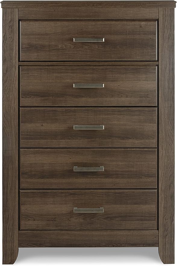 Signature Design by Ashley Juararo Rustic 5 Drawer Chest of Drawers, Aged Dark Brown