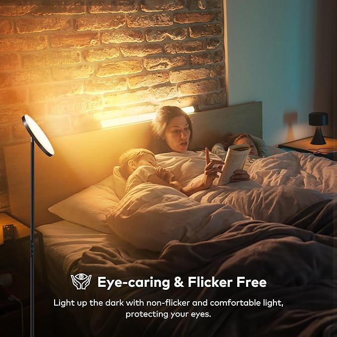 Bright Floor Lamp, 36W 3500LM Standing LED Lamp with Remote, Dimmable Torchiere Tall Lights 2700K Warm White to 6500K Cool White, Night Mode/Memory Function, for Living Room, Bedroom, Office (Black)