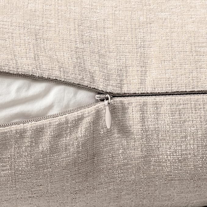 MIULEE Pack of 2 Couch Throw Pillow Covers 20x20 Inch Soft Light Brown Chenille Pillow Covers for Sofa Living Room Solid Dyed Pillow Cases