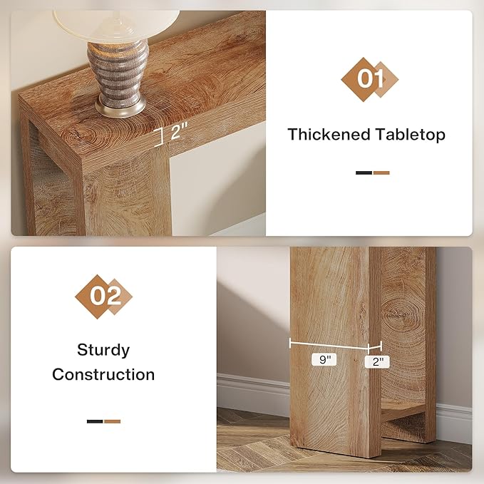 Tribesigns 70.9-Inch Extra Long Console Table, Farmhouse Wood Sofa Table Behind Couch, Narrow Entryway Accent Table for Living Room, Hallway, Entrance, Foyer, Light Oak Brown