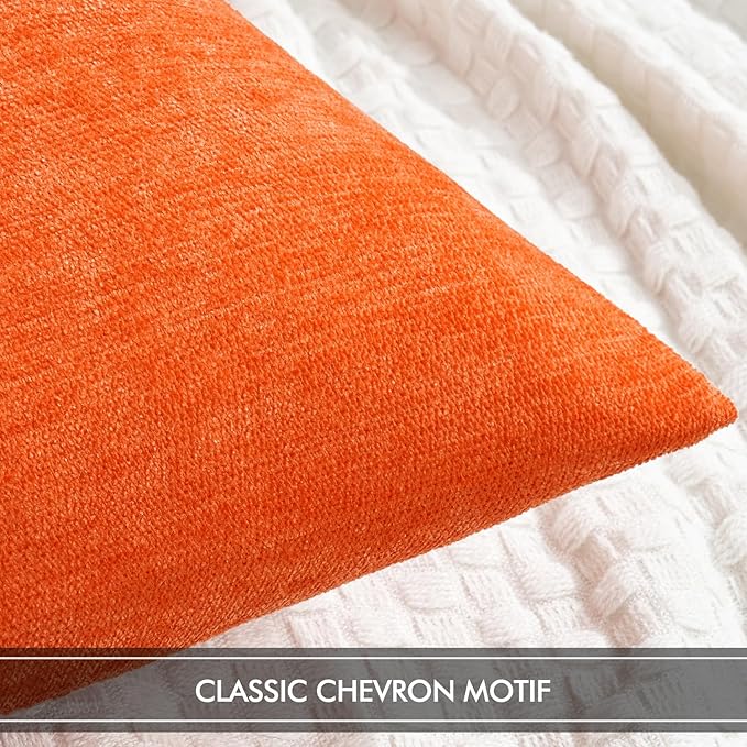 MIULEE Pack of 2 Bright Orange Decorative Fall Pillow Covers 20x20 Inch Soft Chenille Couch Throw Pillows Farmhouse Cushion Covers for Home Decor Sofa Bedroom Living Room