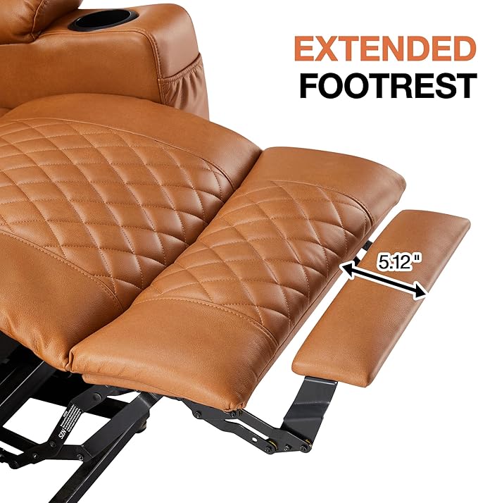 Dual Motor Power Lift Recliner Chairs with Heat and Massage for Elderly, Leather Recliners with Extented Footrest,Infinite Position Lift Chair with Cupholder,USB & Type C Ports(Light Brown)