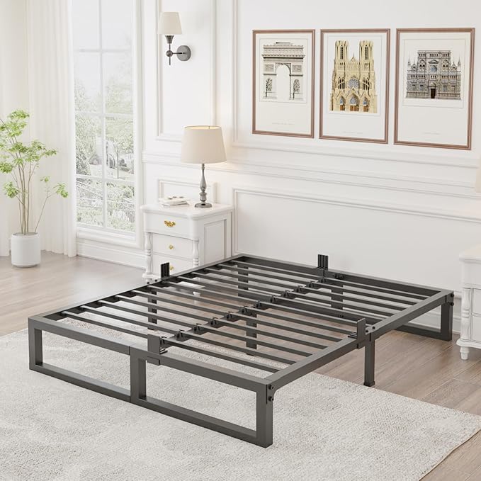 10 inch Full Bed Frame,3500 lbs Heavy Duty Metal Platform, Steel Slats Support/No Box Spring Needed/Noise Free/Non-Slip/Easy Assembly