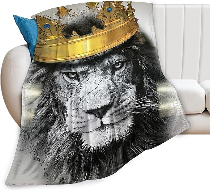 Lion Crown Throw Blanket - Soft, Warm & Cozy Fleece for Men, Women, Girls & Boys - 80"x60"