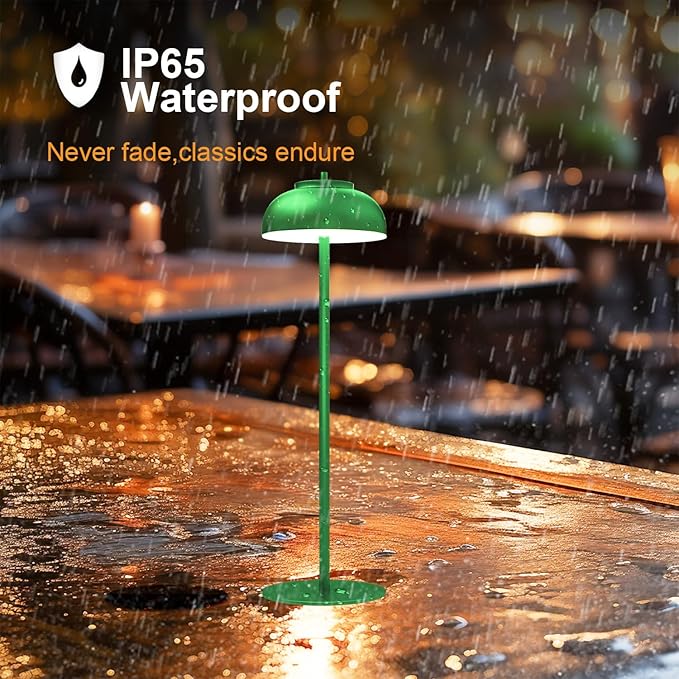 Green Led Cordless Table Lamps Rechargeable Set of 2,Table Lights Battery Operated-IP65 Waterproof-for Outdoor Patio/Restaurants/Home/Dinner/Table Lighting-Touch Control & Dimmable