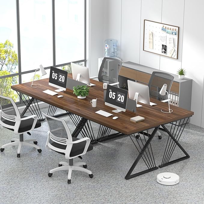 FOLUBAN Computer Desk for Home Office Workstation, Modern Writing Study Work Table, PC Gaming Table for Bedroom Living Room, Rustic Walnut, 53 Inch