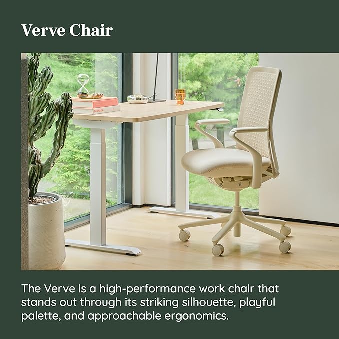 Branch Verve Chair - High Performance Executive Office Chair with Contoured Seat Back and Adjustable Lumbar Rest - High Density Foam Cushion with Aluminum Base - Up to 275 lbs - Wheat