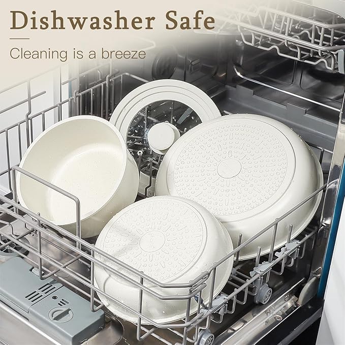 GiPP Ceramic Pots and Pans Set Non Stick, Nonstick Detachable Handle Cookware Sets, Healthy Non Toxic PFAS PFOA & PTFE Free, Dishwasher ＆Oven Safe, Induction Kitchen Pot and Pan, 15 Piece Cream