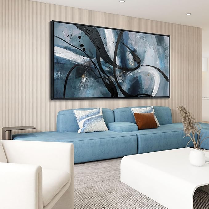 Abstract Canvas Wall Art Black And White Graffiti Golden Lines Simple Art Modern Abstract Artwork Canvas Prints Canvas Picture Contemporary Wall Art Bedroom Living Room Office Decoration Framed Ready To Hang 29x58 Inch