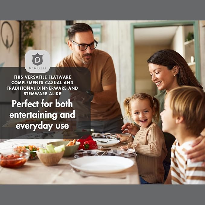 Silverware Set for 8 – 18/10 Stainless Steel Flatware, Mirror Polished, Dishwasher Safe, Heavy-Duty, Rust Resistant, Elegant Tableware (40-Piece Set, Fidenza)