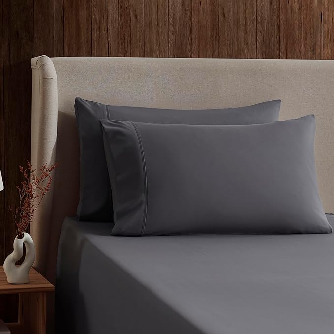 Nestl King Sheet Set - Luxury 1800 Ultra-Soft Microfiber King Bed Sheets - Double Brushed - Deep Pockets - Easy Fit - 4 Piece Set - Bedding Sheets & Pillowcases (King, Dark Grey)