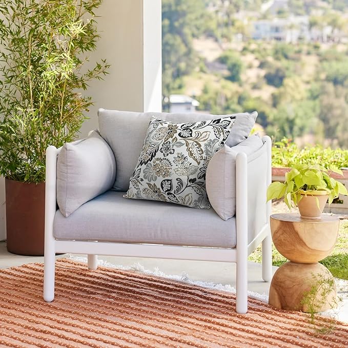 Outdoor Throw Pillows with Inners, All Weather Patio Pillows Set of 2, Square Pillows Decorative for Home Garden Furniture, 20x20 Inch, Dailey Tan