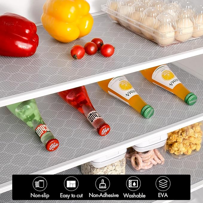 Cooyes Shelf Liner for Kitchen Cabinets – Non-Adhesive Waterproof Drawer Liner – Durable EVA Material Easy-to-Cut Shelf Paper for Refrigerator, Cupboard, Dresser with Modern Pattern