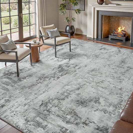 tchdio Area Rug 5x7 Grey Rugs for Living Room- Abstract Soft Living Room Rug-Non Slip Carpet-Machine Washable Rug for Bedroom Dining Room Home Office Modern Rugs Light Grey/Brown/Beige