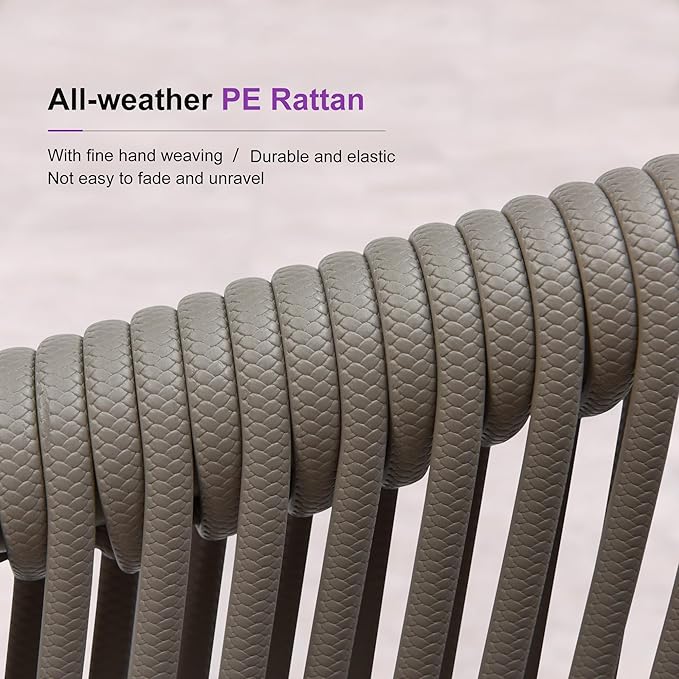 PURPLE LEAF 11 Pieces Outdoor Dining Table and Chairs Set Patio Dining Set Aluminum Wicker Rattan Patio Furniture Set for Lawn Garden Backyard Grey