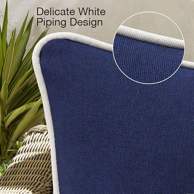 Decorative Outdoor Water Repellent Throw Pillows with Inserts, Set of 4, 20" x12" Pillows for Patio, Backyard, Bed, Couch, and Patio Furniture, Navy