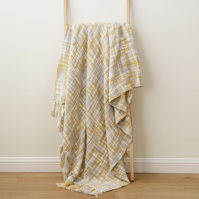 BATTILO HOME Yellow Throw Blanket for Couch Bed, Mustard Gold Blanket for Spring Summer, Multicolor Throw Blanket for Home Decor, 50"x60"