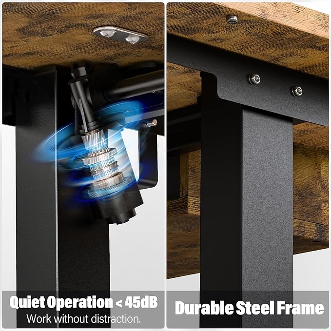 Electric Standing Desk with 4 Drawers 40''x 24'' Small Adjustable Height Sit to Stand Up Desk with Storage Shelf, C-Clamp Mount Compatible Black Home Office Desks Computer Desk Ergonomic Workstation