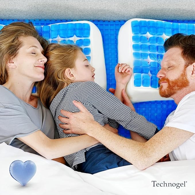 Technogel Medium Sized Essential Gel Pillow - Cooling Memory Foam, Orthopedic Support for Neck & Shoulder Pain Relief, Washable Cover