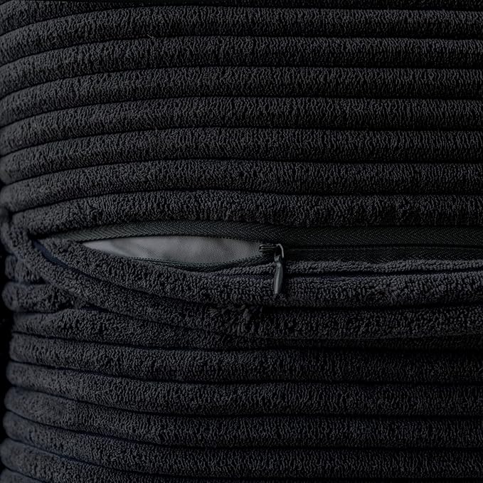 MIULEE Decorative Throw Pillow Covers for Couch Bed Livingroom 18x18 Inch Set of 2 Black Boho Accent Throw Pllows Broadside Striped Patchwork Soft Corduroy Pillowcases