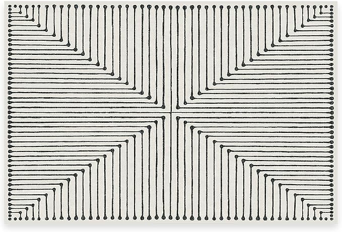 RUGGABLE x Jonathan Adler Machine Washable Modern Area Rug – Inkdrop Black & Ivory 2x3, Stain-Resistant, Non-Slip – Small Rugs for Living Room, Bedroom, Hallway, Entryway & Bathroom–with Standard Pad