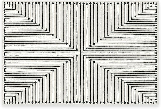 RUGGABLE x Jonathan Adler Machine Washable Modern Area Rug – Inkdrop Black & Ivory 2x3, Stain-Resistant, Non-Slip – Small Rugs for Living Room, Bedroom, Hallway, Entryway & Bathroom–with Standard Pad