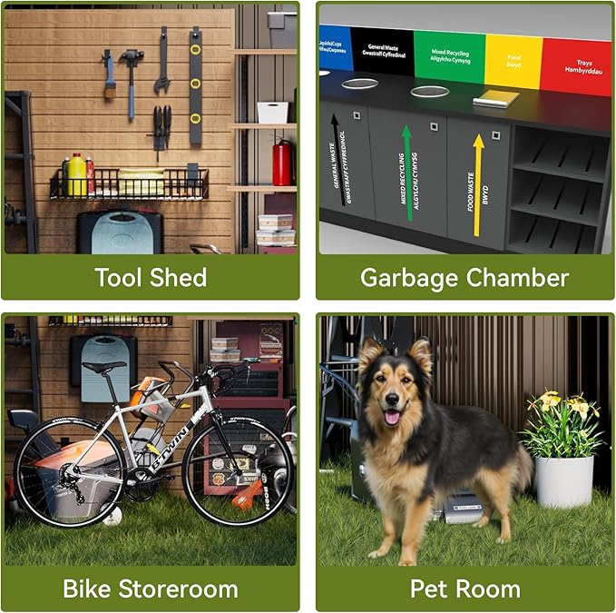 COMHOMA Shed Outdoor Storage Shed Metal,Lockable Doors Tool Sheds with Sloping Roof,Steel Garden Shed with Air Vent for Backyard,Patio,Lawn,Poolside (Brown, 10'*10')