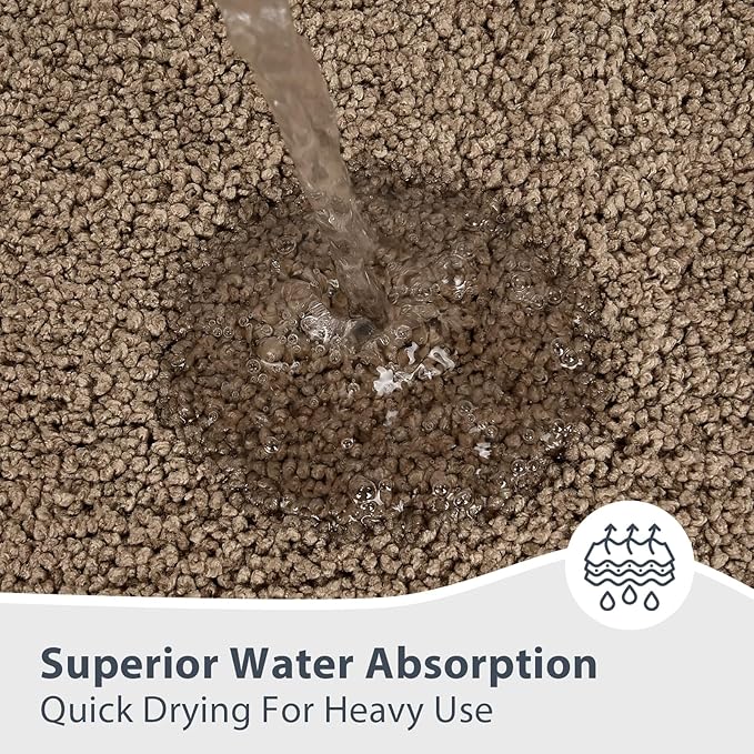 Bathroom Rugs 30" x 60", Non-Slip Extra Soft Absorbent Bath Rugs, Machine Washable Quick Dry Bath Mats for Bathroom Floor, Shower, Bathtub and Sink, Grayish Brown & Coffee