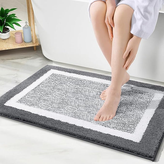 OLANLY Bathroom Rugs 30x20, Extra Soft and Absorbent Microfiber Bath Mat, Non-Slip, Machine Washable, Quick Dry Shaggy Bath Carpet, Suitable for Bathroom Floor, Tub, Shower (Medium, Dark Grey)