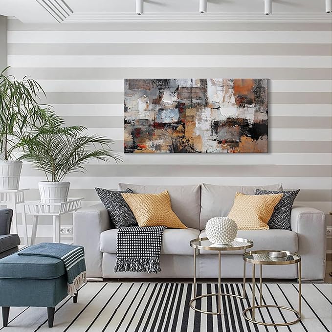 Abstract Canvas Wall Art, Modern Minimalist Wall Art Painting, Brown Room Decorations, Framed Wall Art for Living Room, Bedroom, Office Artwork Wall Decor - Wall Art 20×40IN