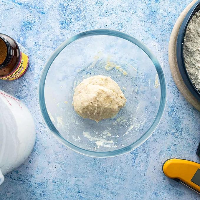 Large Glass Mixing Bowl - 6 Quart Clear Glass Salad Bowls - Glasses Bowl for Sourdough, Bread Making, Kitchen