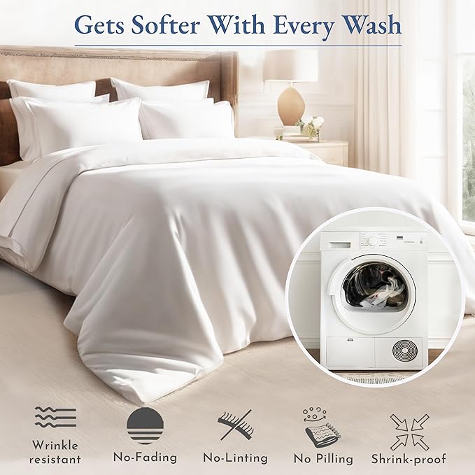 California Design Den Luxury 800 Thread Count, Natural 100% Cotton Sheets for Queen Size Bed Set - Hotel Quality Sheets with Deep Pockets, Durable, Cooling & Softer Than Egyptian Cotton - Pearl White