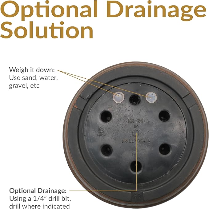 Sunnydaze 24-Inch Anjelica Large Plastic Pot for Plants - Double-Walled Outdoor Polyresin Round Planter Porch Pot with Drillable Drainage Holes - Rust - 3pk