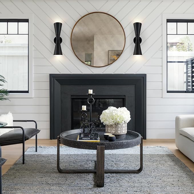 Wall Sconce Bathroom Sconces Wall Lighting, 13 inch Black Modern Sconces Up Down Lights Wall Decor Indoor Wall Light Fixtures for Living Room Hallway Staircase Bedroom Hardwired