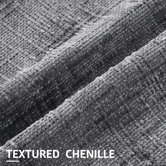 decorUhome Dark Grey Chenille Throw Pillow Covers 12x20 Set of 2 Thick Textured Slubby Couch Pillow Covers Farmhouse Accent Modern Neutral Decorative Pillow Cases for Bed Sofa Living Room