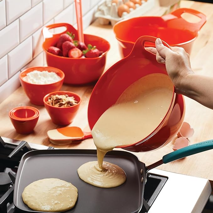 Rachael Ray Pantryware Mixing Bowl Measuring Cup and Utensil Set, 10 Piece, Orange