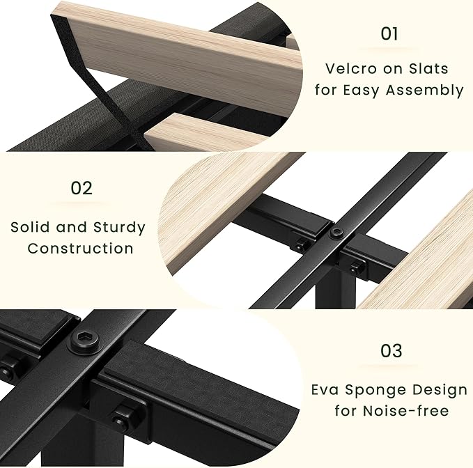 Full Size Bed Frame Upholstered Platform Bed with 4 Storage Drawers and Tufted Headboard Linen Bed Frame with Heavy Duty Wood Slats, No Box Spring Needed, Easy Assembly, Dark Grey