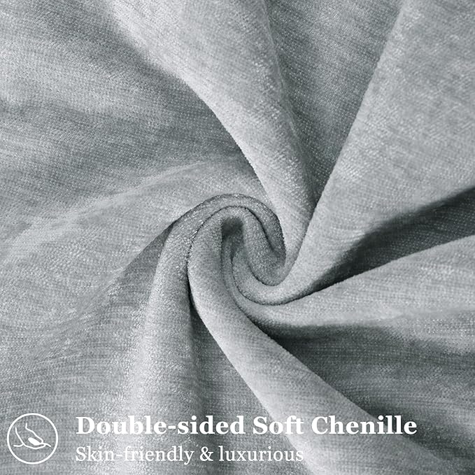 decorUhome Couch Throw Pillow Covers 16x16 Set of 2, Decorative Soft Euro Neutral Chenille Pillow Covers with Elegant Design for Sofa Bed Living Room Home Decor, Ultimate Gray