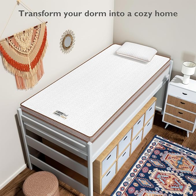 BedStory 4 Inch Mattress Topper Twin XL for College Dorm - Gel Memory Foam Bed Toppers with Breathable Removable Cover, CertiPUR-US Certified Comfort