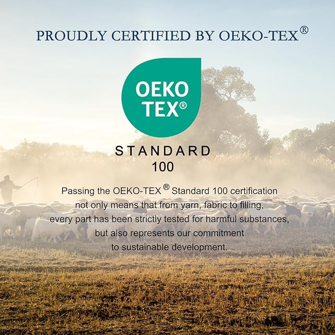 YOUR MOON Organic Wool Pillow Standard Size Set of 2 - Premium Wool Fill, Soft Thick Down Alternative Pillow for Sleeping, 100% Cotton Cover, Support Bed Pillows for Side and Back Sleepers(White)