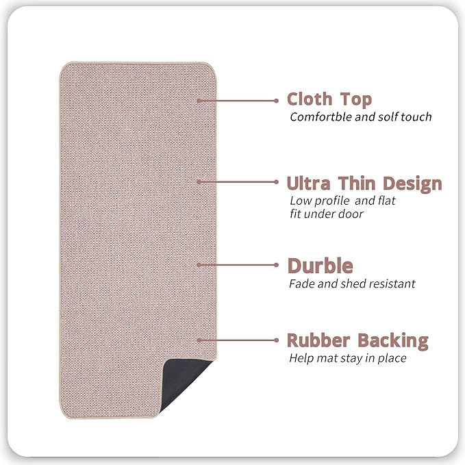Bath Mat,Ultra Thin Bathroom Runner Rugs,Large Bath Mats for Bathroom,Quick Dry,Non-Slip,Machine Washable,Low Pile,Bath Rug,Shower Outside,Sink,Home Decor Accessories.Beige,1'5"x4'11"（17x59inch）