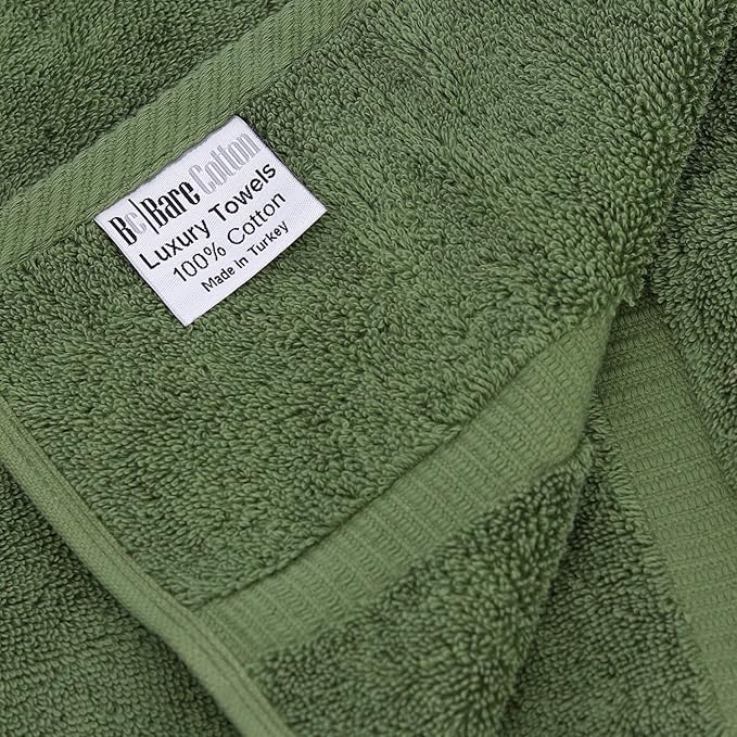 Luxury Hotel & Spa Collection, Quick Dry 100% Turkish Cotton 700 GSM, Eco Friendly Towel, for Bathroom, Gymand Kitchen Dobby Border Soft Hand Towel Set 16 X 30, Moss, Hand Towels - Set of 6