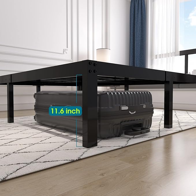 14 Inch 4000lbs Heavy Duty Support Basic Bed Frame/Mattress Foundation/Box Spring Replacement/Steel Slat Platform/Easy to Assemble/with Storage/Noise Free, Queen
