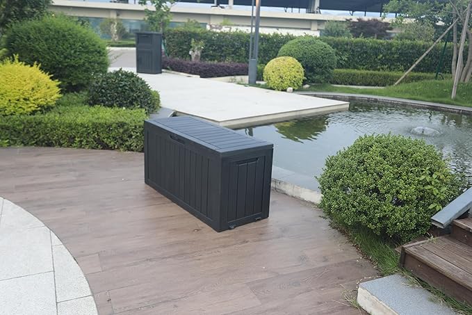 BTEXPERT 70 Gallon Outdoor Storage Container Deck Box for Patio Furniture Garden Tools Cushions Sports Equipment Waterproof Lockable Stainless Steel insert UV Resistant