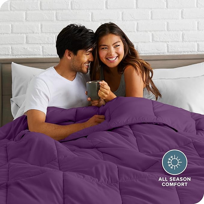 Bare Home Comforter Set - Oversized Queen Size - Ultra-Soft - Goose Down Alternative - Premium 1800 Series - All Season Warmth (Oversized Queen, Plum)