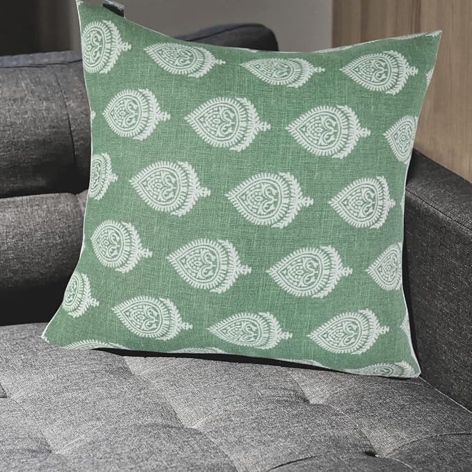 FUNHOME Outdoor Indoor Throw Pillows 18”x18”, Set of 2 Decorative Throw Pillows with Inserts, All Weather Water-Repellent Square Pillows for Bed, Couch, Sofa and Patio Furniture -Fair Green