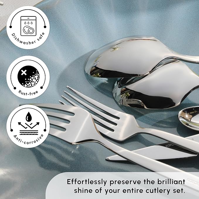 Karaca Thor 84-Piece Table Cutlery with Box, Stainless Steel in Elegant Box, Stylish and Durable Cutlery for Demanding Table Culture