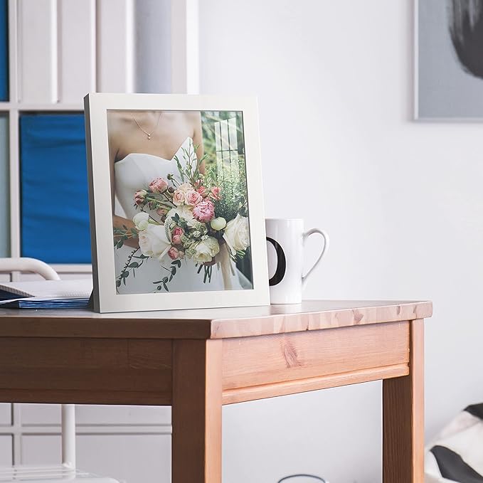 Renditions Gallery 8x10 inch Picture Frame High-end Modern Style, Made of Solid Wood and High Definition Glass Ready for Wall and Tabletop Photo Display, White Frame (Pack of 3)