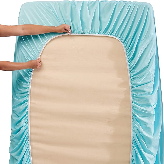 Nestl Full XL Sheet Set - Luxury 1800 Ultra-Soft Microfiber Full Extra Long Bed Sheets - Double Brushed - Deep Pockets - Easy Fit - 4 Piece Set - Bedding Sheets & Pillowcases (Full XL, Light Blue)