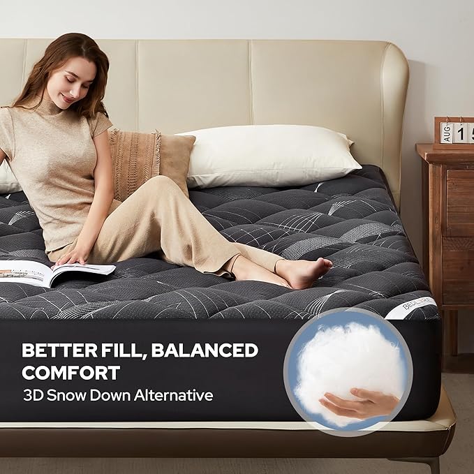 BEDLORE Full Mattress Topper, Viscose Made from Bamboo Soft Pillow Top Mattress Pad, Thick Mattress Cover for Back Pain Relief with 6-15 inches Deep Pocket